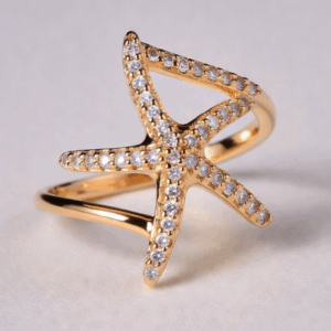 Stafish Ring with Pave Diamonds by Nautical Jewelry Originals